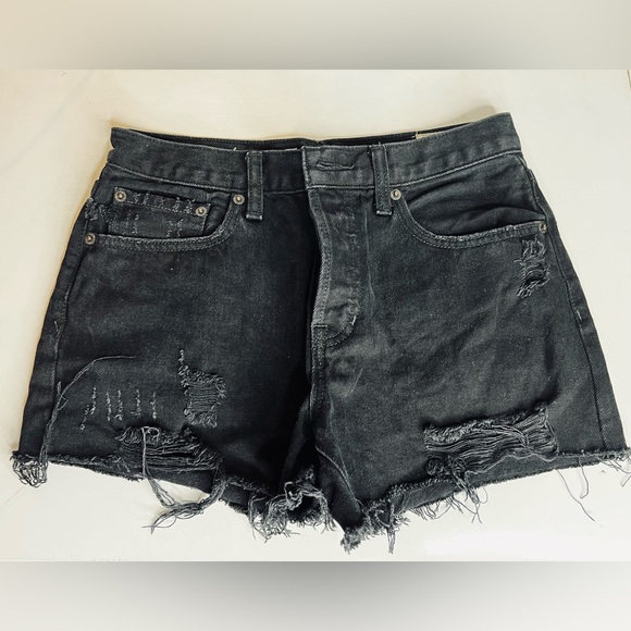 Free People Black Denim Shorts, Size 27 - Picture 1 of 3